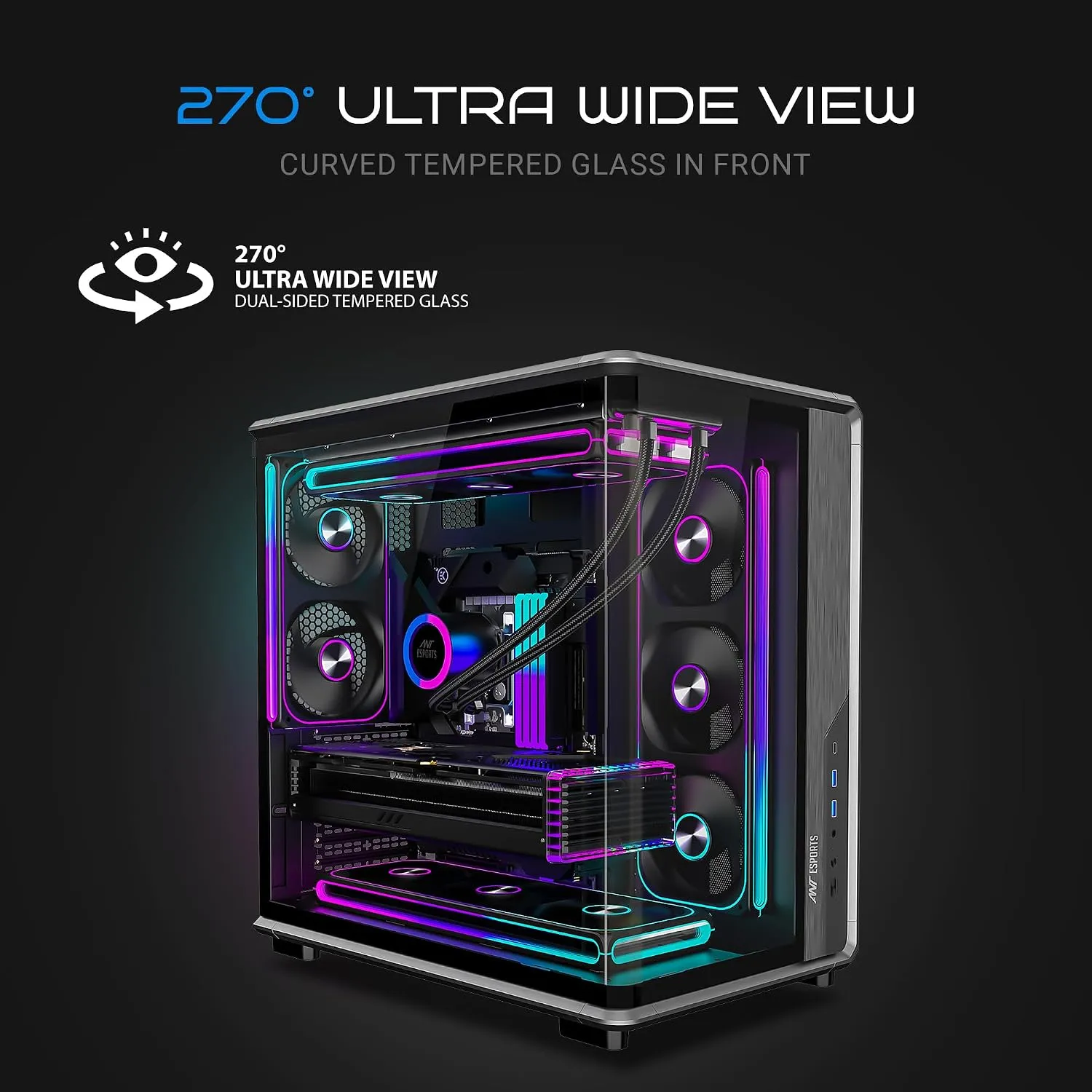 Ant Esports Gaming Cabinet Crystal x8 Arc Black view 2